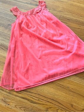 Vintage Pink Lace-Trim Chemise Slip